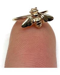 Etsy Cartilage Bee Hoop ~ Solid 14 Karat Yellow Gold Body Jewelry Conch Helix Bumblebee Piercing Rook Orbital - Metallic