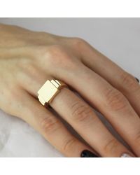 Etsy - 14k Gold Signet Ring Square Personalized Handmade Fine Jewelry Pinky Thumb Valentine's Gift - Lyst