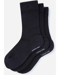 Everlane Organic Cotton Ribbed Crew Sock 3-pack - Black