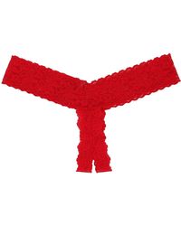 Hanky Panky Signature Lace Crotchless Thong - Red