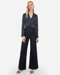 Express Slim Fit Satin Striped Portofino Shirt Blue Stripe Xxs