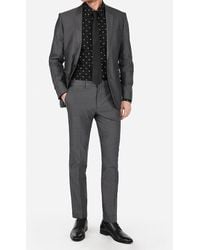 Express Extra Slim Charcoal Cotton Oxford Suit Pants Grey W28 L30 - Gray