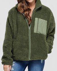express one eleven oversized sherpa fleece sweatshirt
