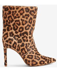 Express Haircalf Thin Heel Boots Leopard - Brown