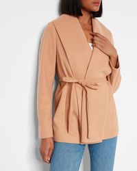 Express Belted Wrap Front Coat Pecan - Brown