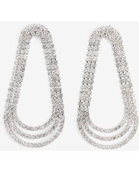 Express Rhinestone Oval Drop Earrings Silver - Metallic