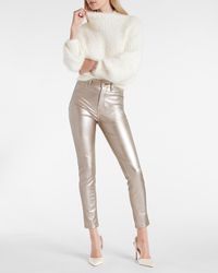 Metallic Faux Leather Leggings Gold 