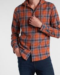 H\u0026M Hooded Flannel Shirt in Blue for 