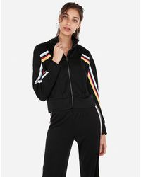 Express Varsity Stripe Track Jacket Black