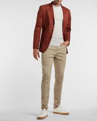 Express Extra Slim Solid Red Cotton-blend Suit Jacket