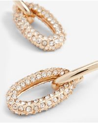 Express Gold Rhinestone Oval Link Drop Earrings Gold - Metallic