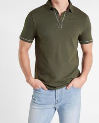 Denim Piped Luxe Pique Polo Blue 