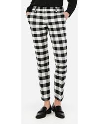 Express Low Rise Gingham Columnist Ankle Pant Black And White