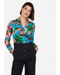 Express Floral Slim Fit Portofino Shirt Blue Print