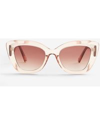 Express Clear Frame Cat Eye Sunglasses Powder Puff Pink