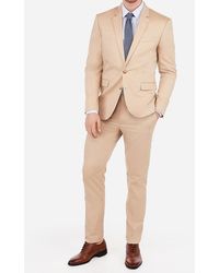 Express Big & Tall Extra Slim Cotton Camel Oxford Stretch Suit Jacket Neutral 46 Short - Natural