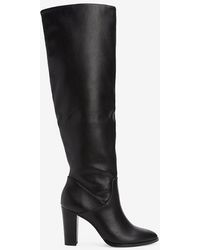 Express Faux Leather Heeled Stovepipe Boots - Black