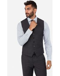 Express Charcoal Performance Stretch Wool-blend Suit Vest Grey Xs
