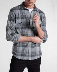 Express Slim Plaid Sherpa Lined Flannel 