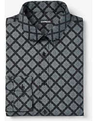 Express Slim Geo Print Wrinkle-resistant Performance Dress Shirt Black L