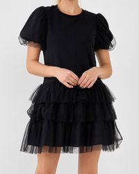 Express English Factory Tulle Mini Dress Black S