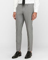 Express Extra Slim Grey Wool-blend Performance Stretch Suit Trousers Grey W28 L28 - Gray