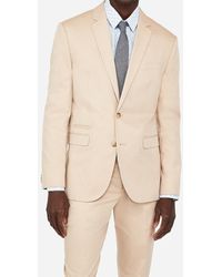 Express Slim Camel Oxford Cotton Suit Jacket - Natural
