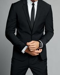 Express Extra Slim Black Performance Stretch Wool-blend Suit Jacket Black 36 Short