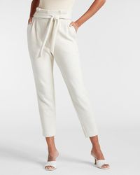 Express High Waisted Cosy Paperbag Ankle Pant White M