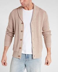 Express Cable Knit Shawl Collar Cardigan - Multicolour