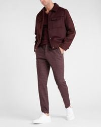Express Extra Slim Burgundy Herringbone Knit Jogger Suit Trousers Purple M