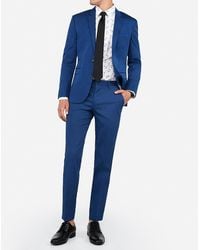 Express Extra Slim Blue Cotton-blend Stretch Suit Trousers