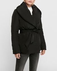 Express Shawl Collar Puffer Coat Black S