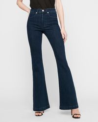 Express High Waisted Dark Wash Flare Jeans - Blue