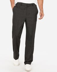Express Big & Tall Dark Grey Plaid Wide Leg Palazzo Dress Trousers Grey W38 L36 - Gray