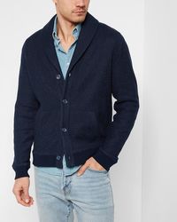 Express Herringbone Cardigan Sweatshirt - Blue