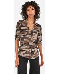 Express Slim Fit Camo Print Portofino Shirt Camo - Green