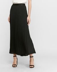 Express High Waisted Pleated Maxi Skirt Pitch Black