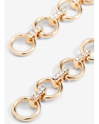 Express Gold Rhinestone Circle Chain Drop Earrings Shiny Gold - Metallic