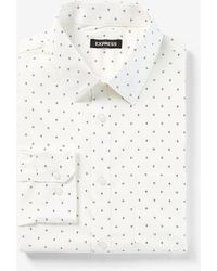 Express Slim Dot Print Wrinkle-resistant Performance Dress Shirt - White