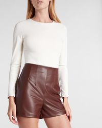 Croc-embossed Faux Leather Shorts Black 