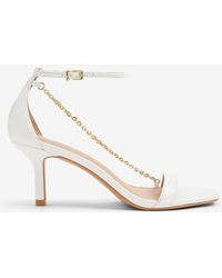 Express Chain Strap Mid Heeled Sandals - White