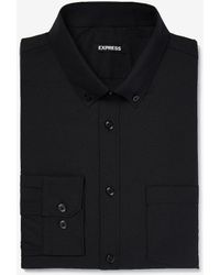 Express Slim Solid Wrinkle-resistant Performance Dress Shirt Black M