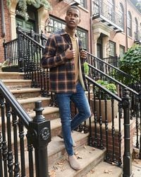 Express Slim Plaid Sherpa Lined Flannel 