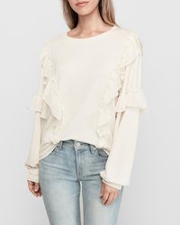 express one eleven oversized sherpa fleece sweatshirt
