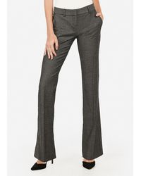 Express Low Rise Straight Flare Textured Columnist Pant Grey Print - Gray