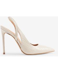 Express Croc-embossed Cutout Slingback Pumps White 6