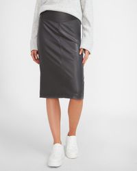 Express High Waisted Faux Leather Seamed Pencil Skirt Iron - Black