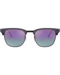 Ray-Ban Clubmaster Rb3016 1278t6 Blue On Red Havana
