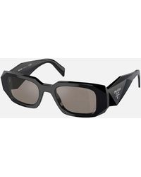 Prada - Pr17ws Symbol Black And Silver Oval Sunglasses - Lyst